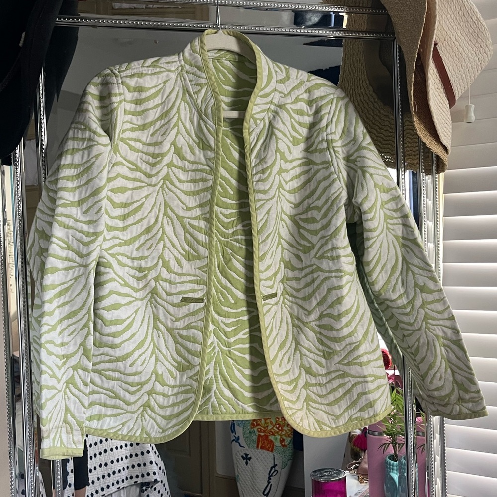 Green and White Zebra Print Women's Jacket